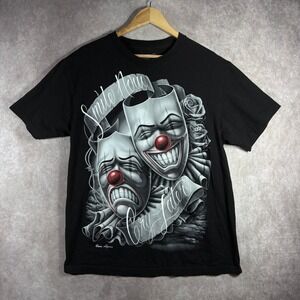 DGA T-Shirt Mens Large Black Smile Now‎ Cry Later David Gonzales Art Graphic Tee